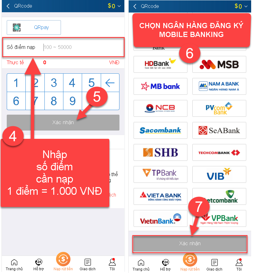 hướng dẫn cách nạp tiền QR code